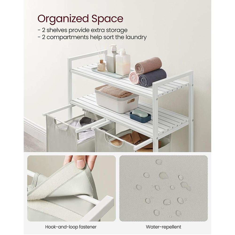 Laundry Hamper With Pull Out Removable Bags 2 Compartment Sorter