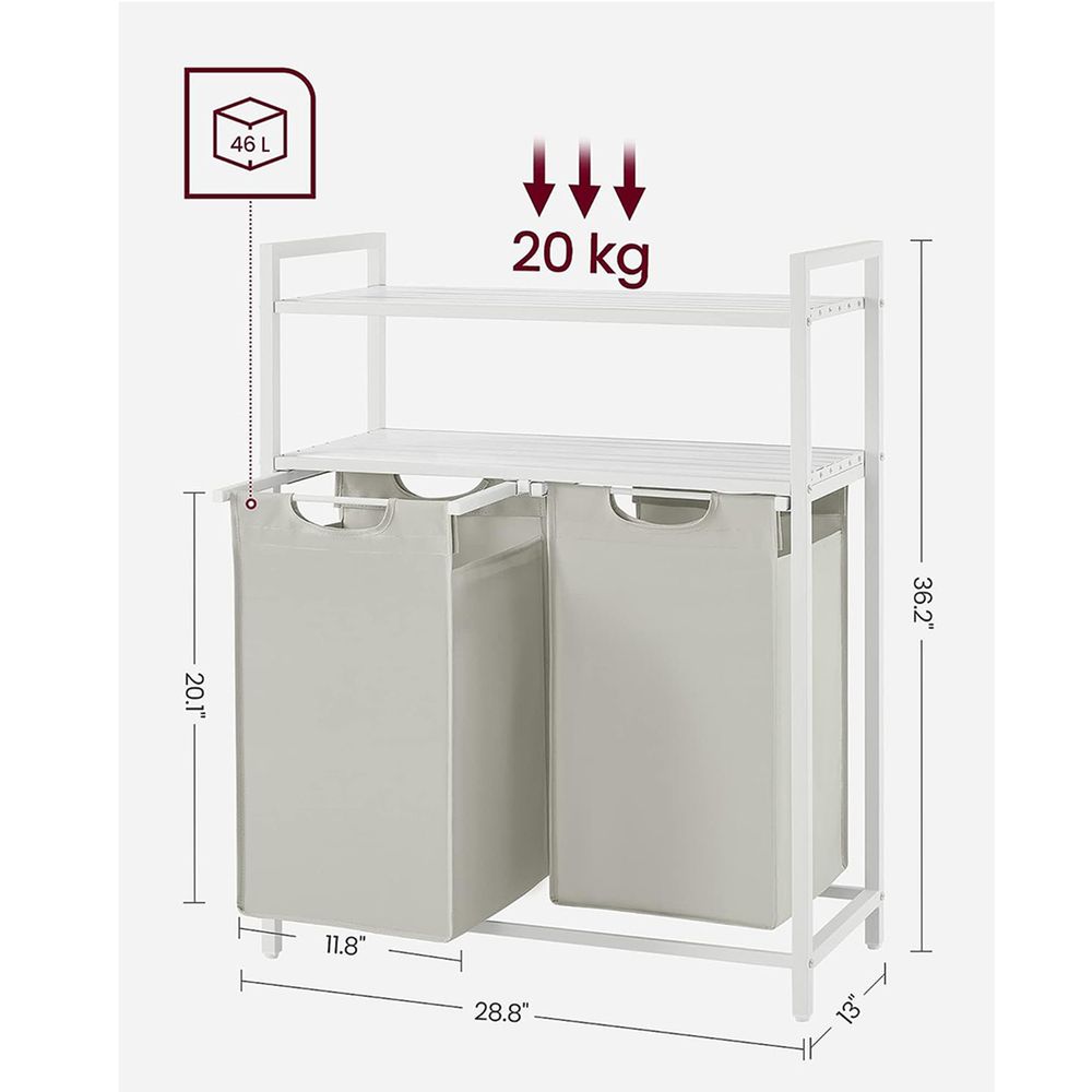 Laundry Hamper With Pull Out Removable Bags 2 Compartment Sorter
