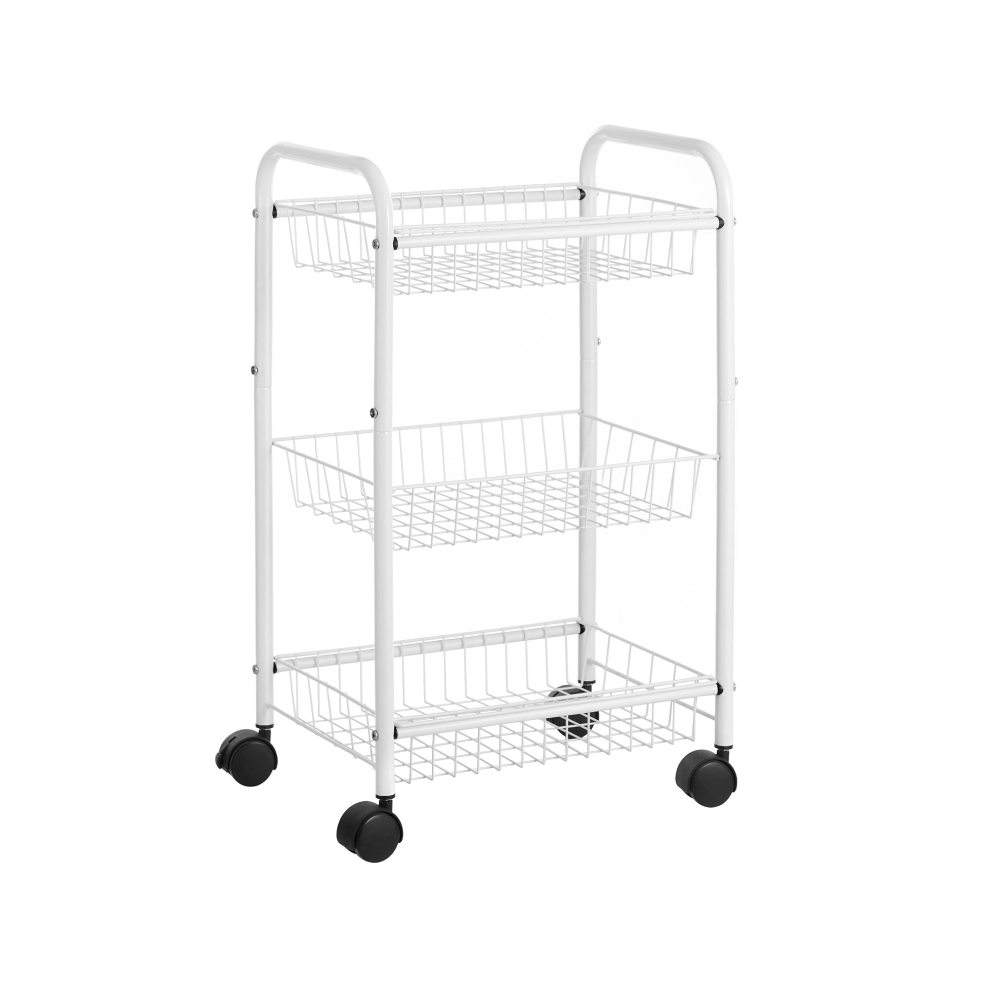 Metal Rolling Cart - 3 Tier - With Baskets And Wheels