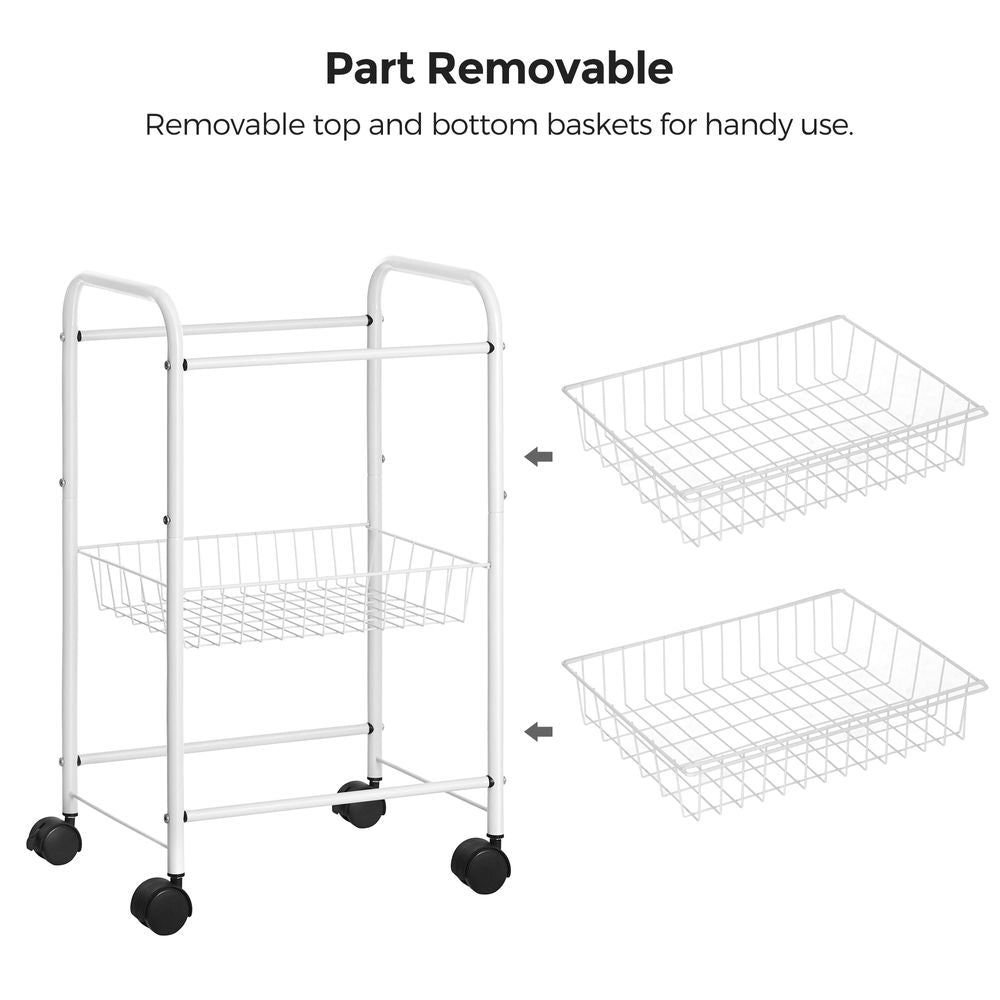 Metal Rolling Cart - 3 Tier - With Baskets And Wheels