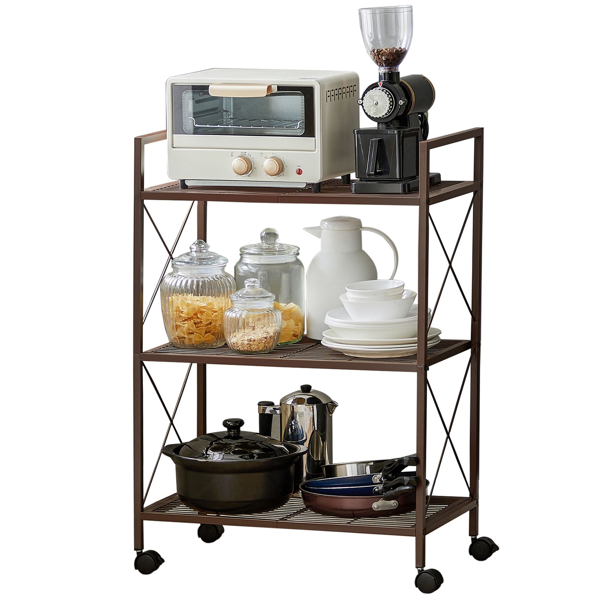 Metal Storage Rack - 3 Tier - With Wheels Or Adjustable Feet