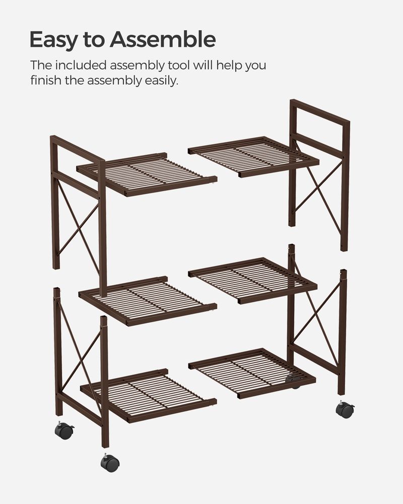 Metal Storage Rack - 3 Tier - With Wheels Or Adjustable Feet