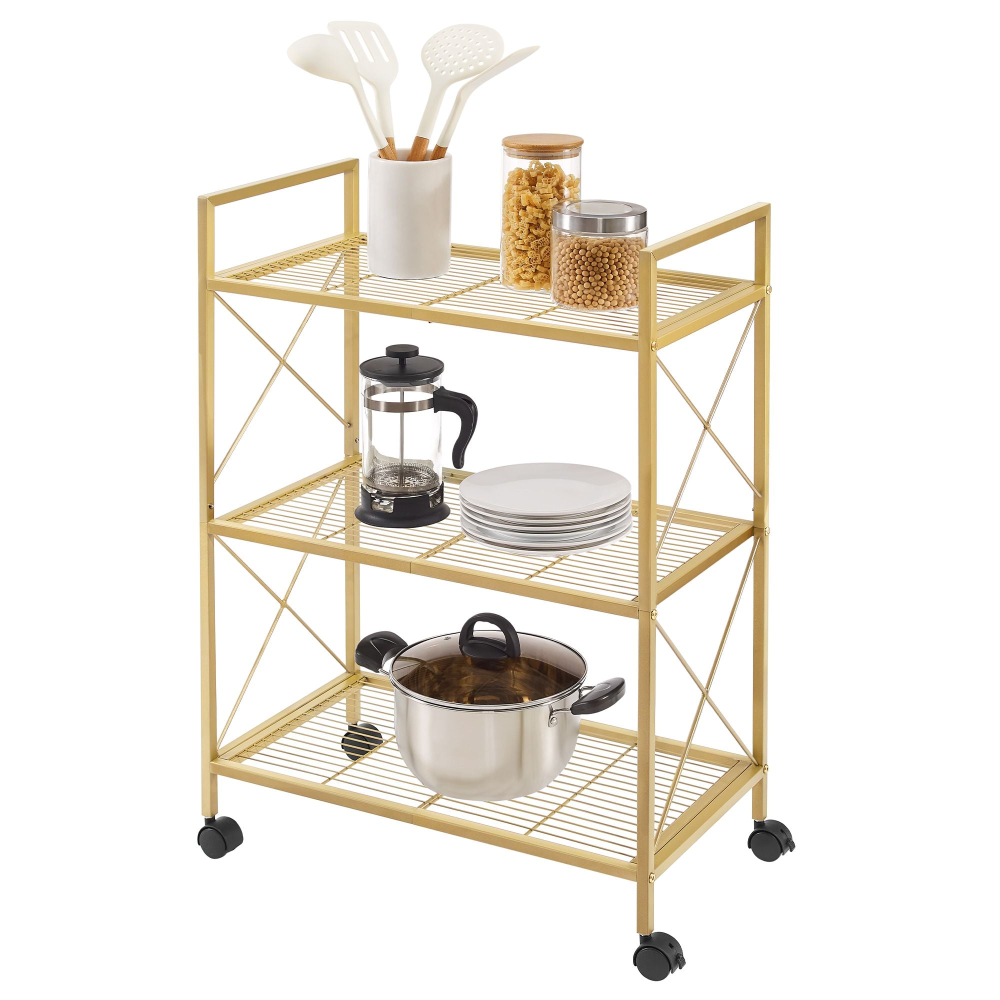 Metal Storage Rack - 3 Tier - With Wheels Or Adjustable Feet