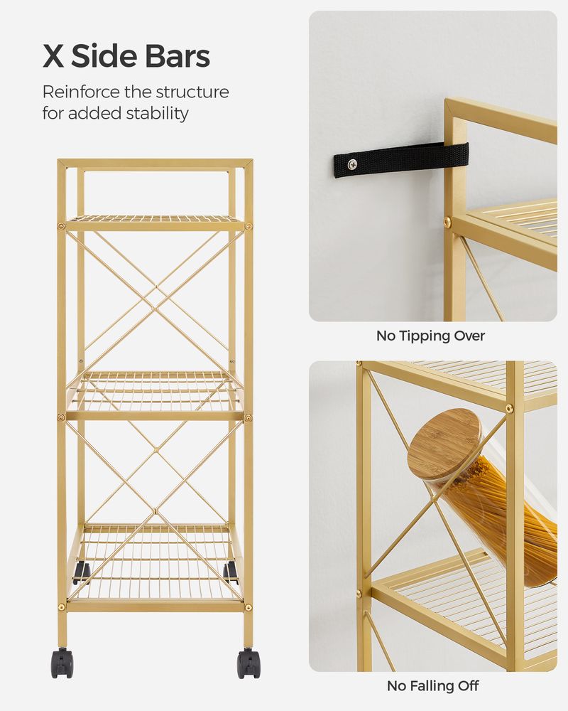 Metal Storage Rack - 3 Tier - With Wheels Or Adjustable Feet