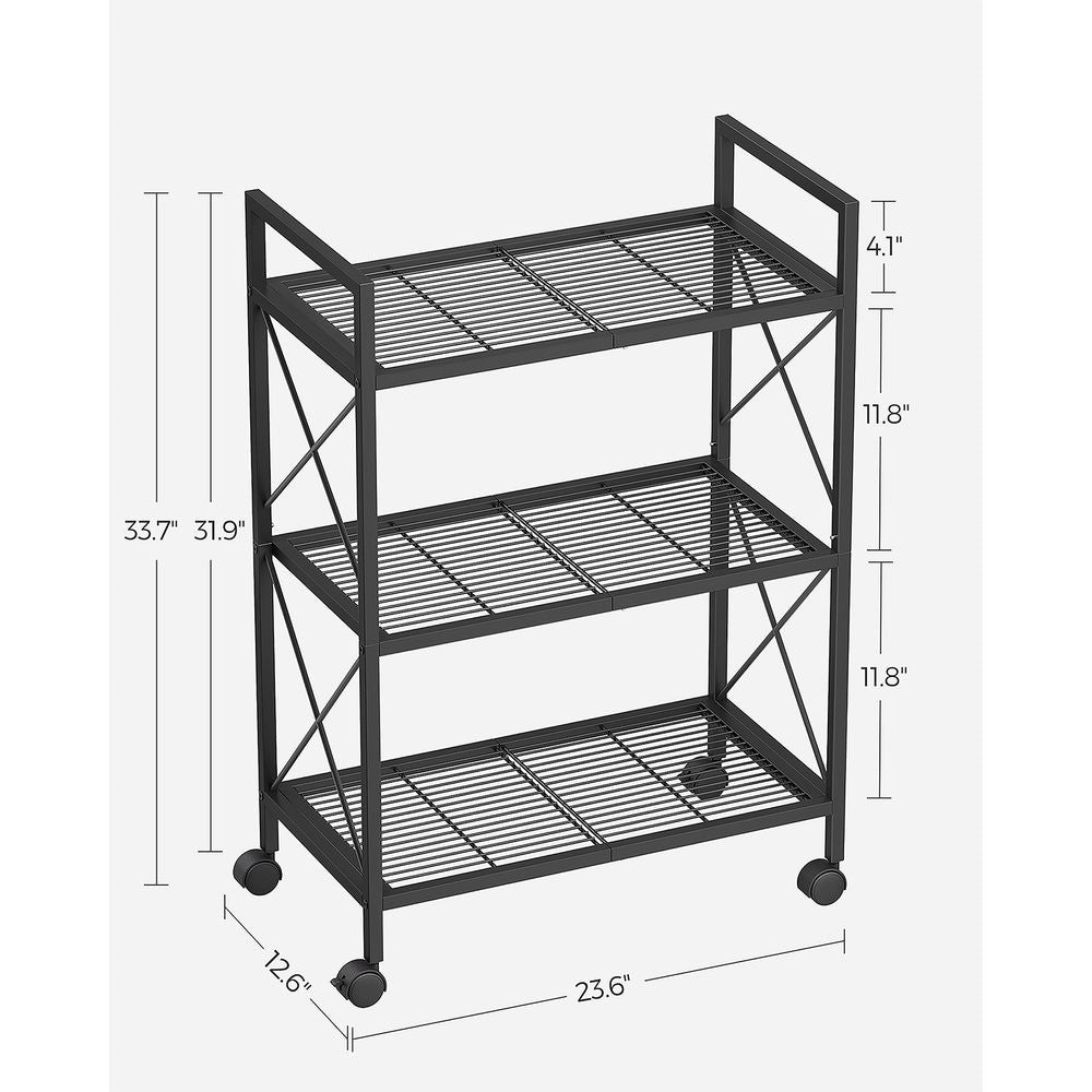 Metal Storage Rack - 3 Tier - With Wheels Or Adjustable Feet