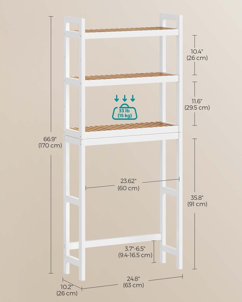 Over The Toilet Storage Rack - 3 Tier - Bathroom Organizer