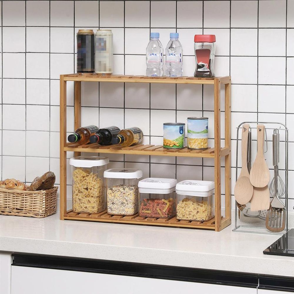 3-Tier Bamboo Bathroom Shelf – Adjustable Shelves – Wall Mount or Freestanding