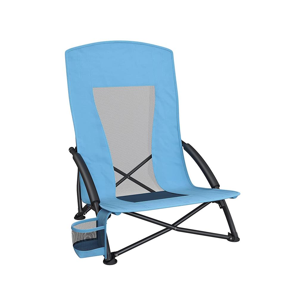 Portable Beach Chair With High Backrest Folding Camping Chair With Cup Holder