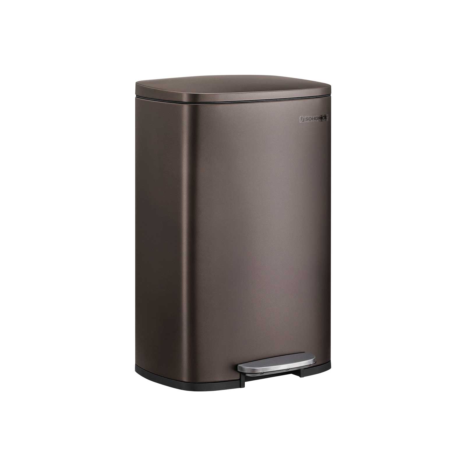 3 Gallon Step Trash Can – Soft Close Lid – Stainless Steel Kitchen Bin - Brown / 13 Gal.