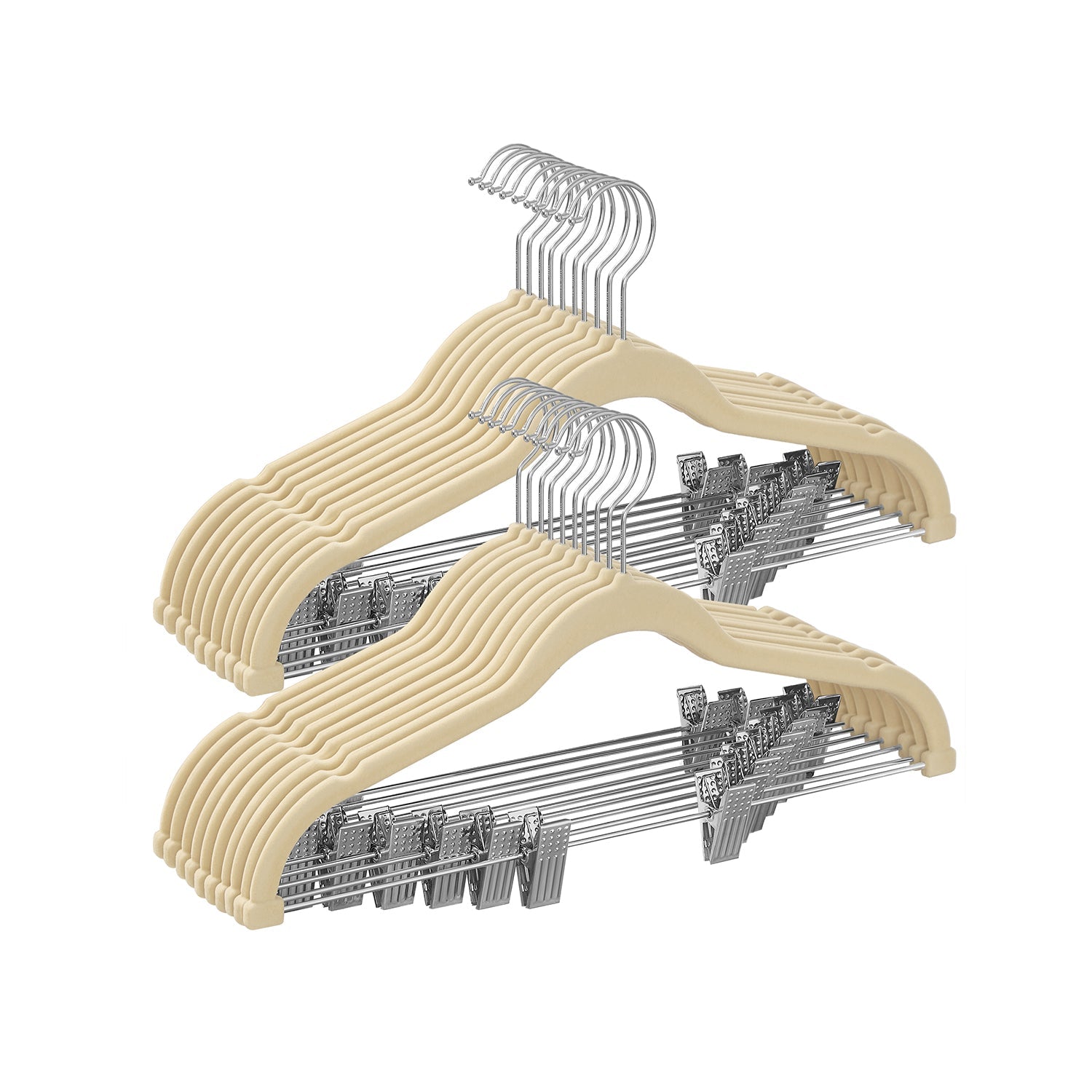 Pants Hangers - Velvet With Adjustable Clips - Set Of 30