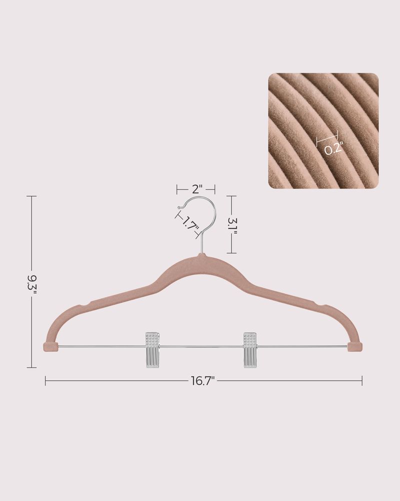 Pants Hangers - Velvet With Adjustable Clips - Set Of 30