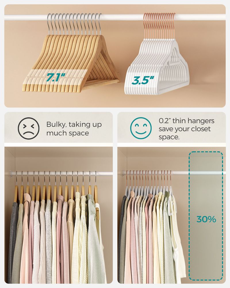 Velvet Clothes Hangers - Wardrobe Organizer - Set Of 30