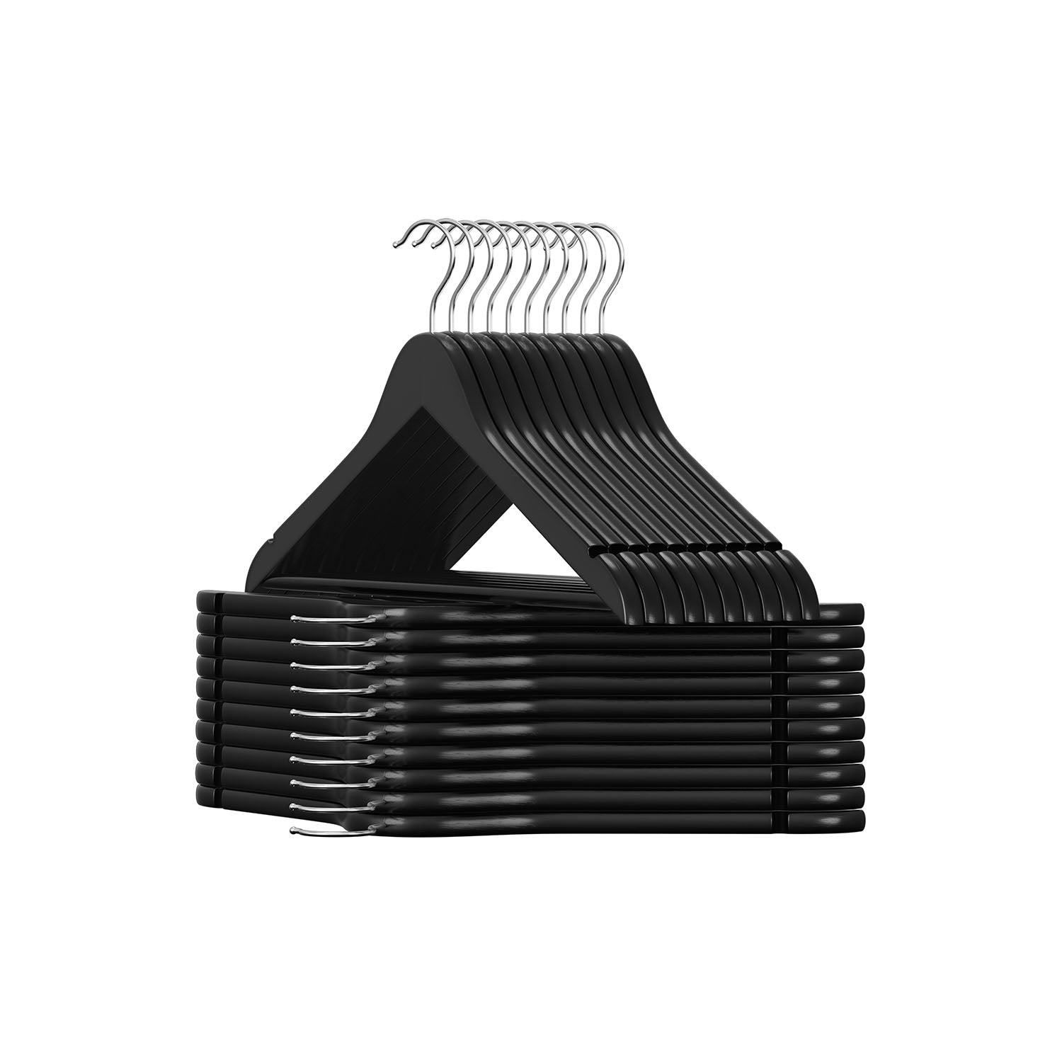 Wood Coat Hangers - Shoulder Notches - 360° Swivel - Set of 20