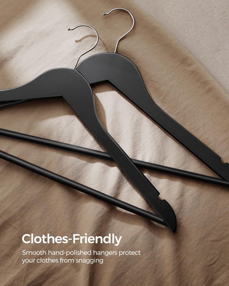 Wood Coat Hangers - Shoulder Notches - 360° Swivel - Set of 20