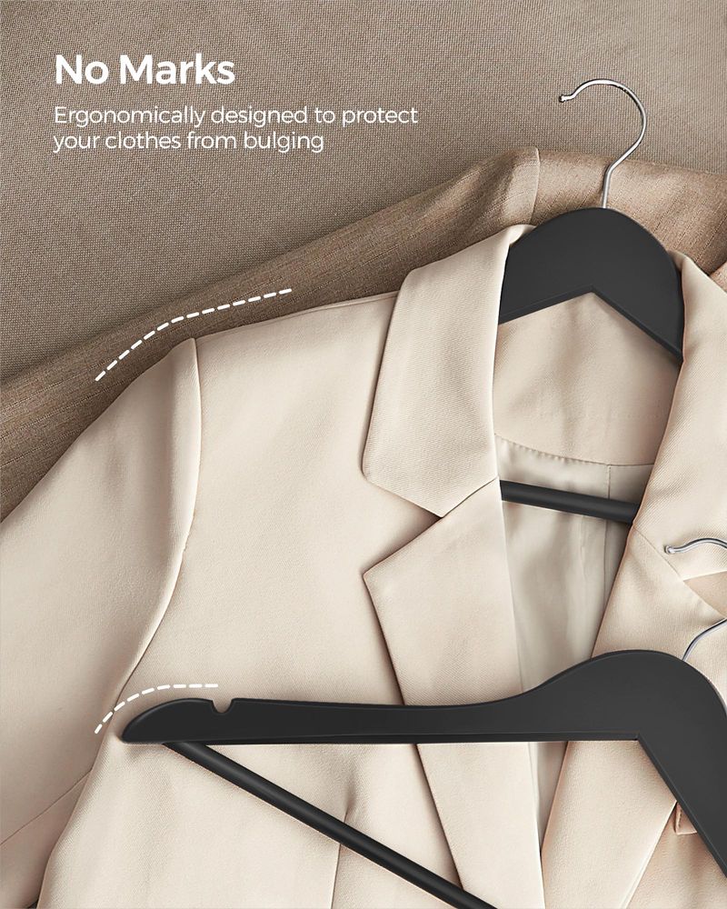 Wood Coat Hangers - Shoulder Notches - 360° Swivel - Set of 20