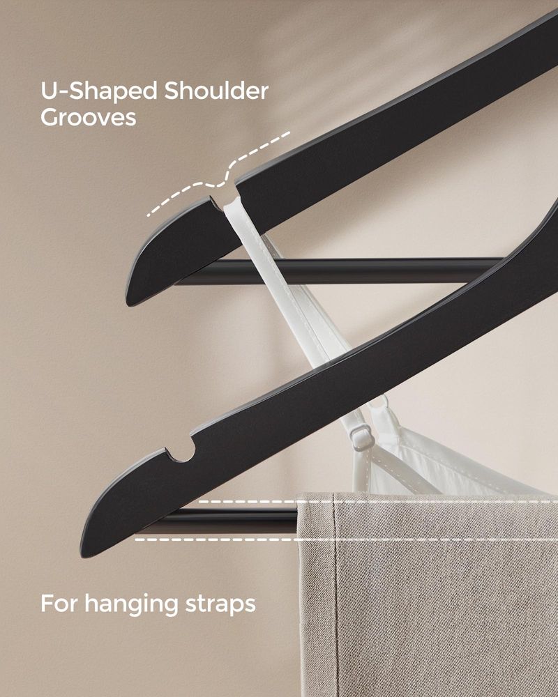 Wood Coat Hangers - Shoulder Notches - 360° Swivel - Set of 20