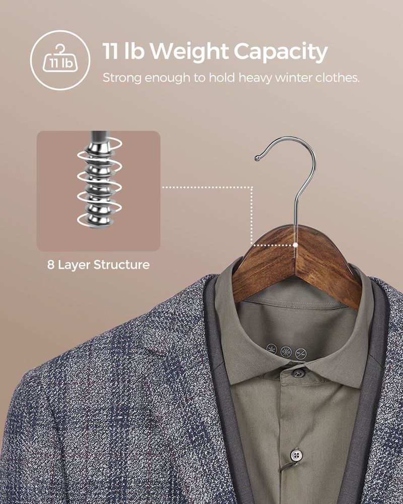 Wood Coat Hangers - Shoulder Notches - 360° Swivel - Set of 20