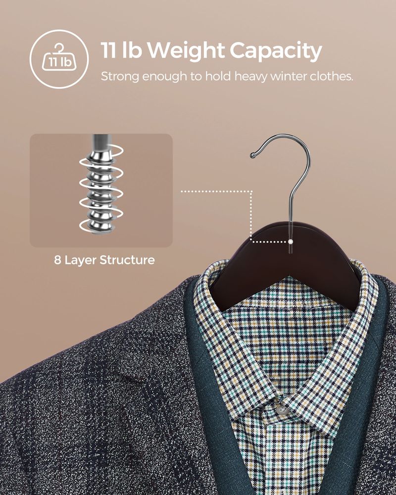 Wood Coat Hangers - Shoulder Notches - 360° Swivel - Set of 20