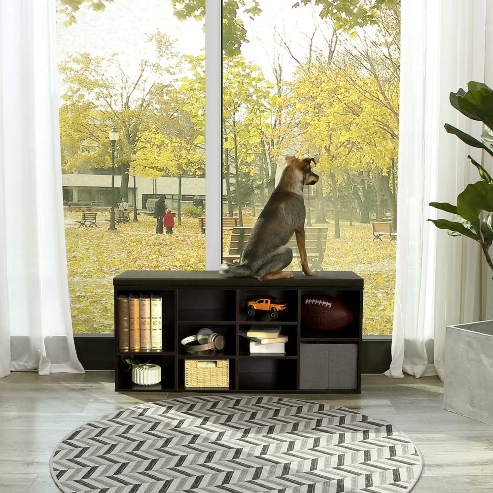 Shoe Bench With Cushion - 10 Compartments Storage - Entryway