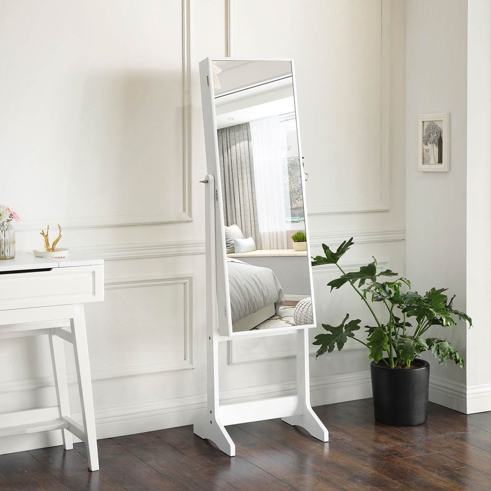 Jewelry Armoire - Freestanding With Mirror - Lockable Storage