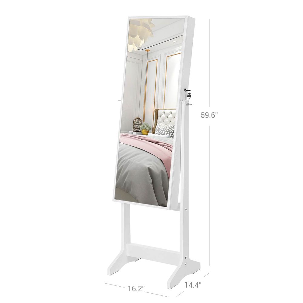 Jewelry Armoire - Freestanding With Mirror - Lockable Storage