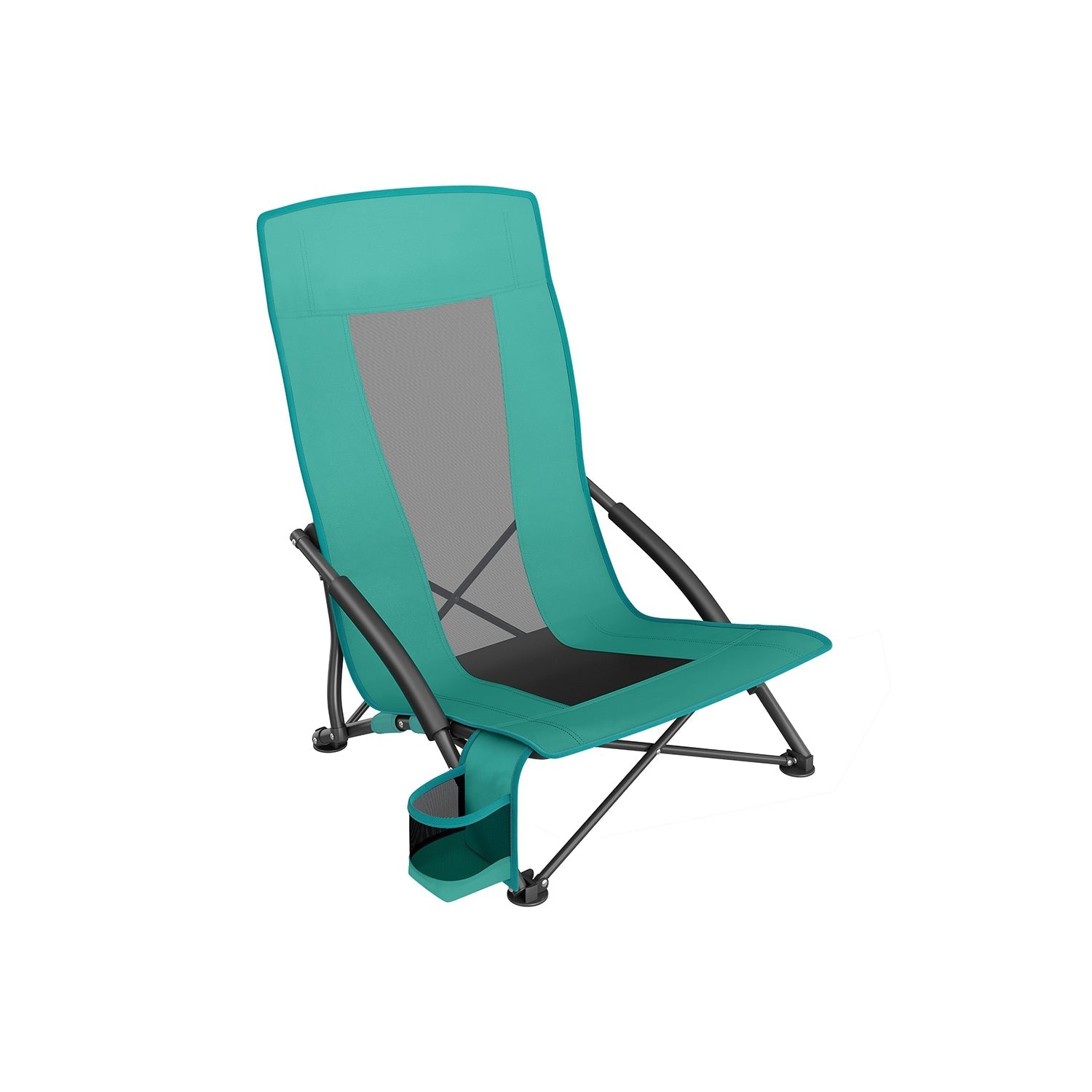Portable Beach Chair With High Backrest Folding Camping Chair With Cup Holder