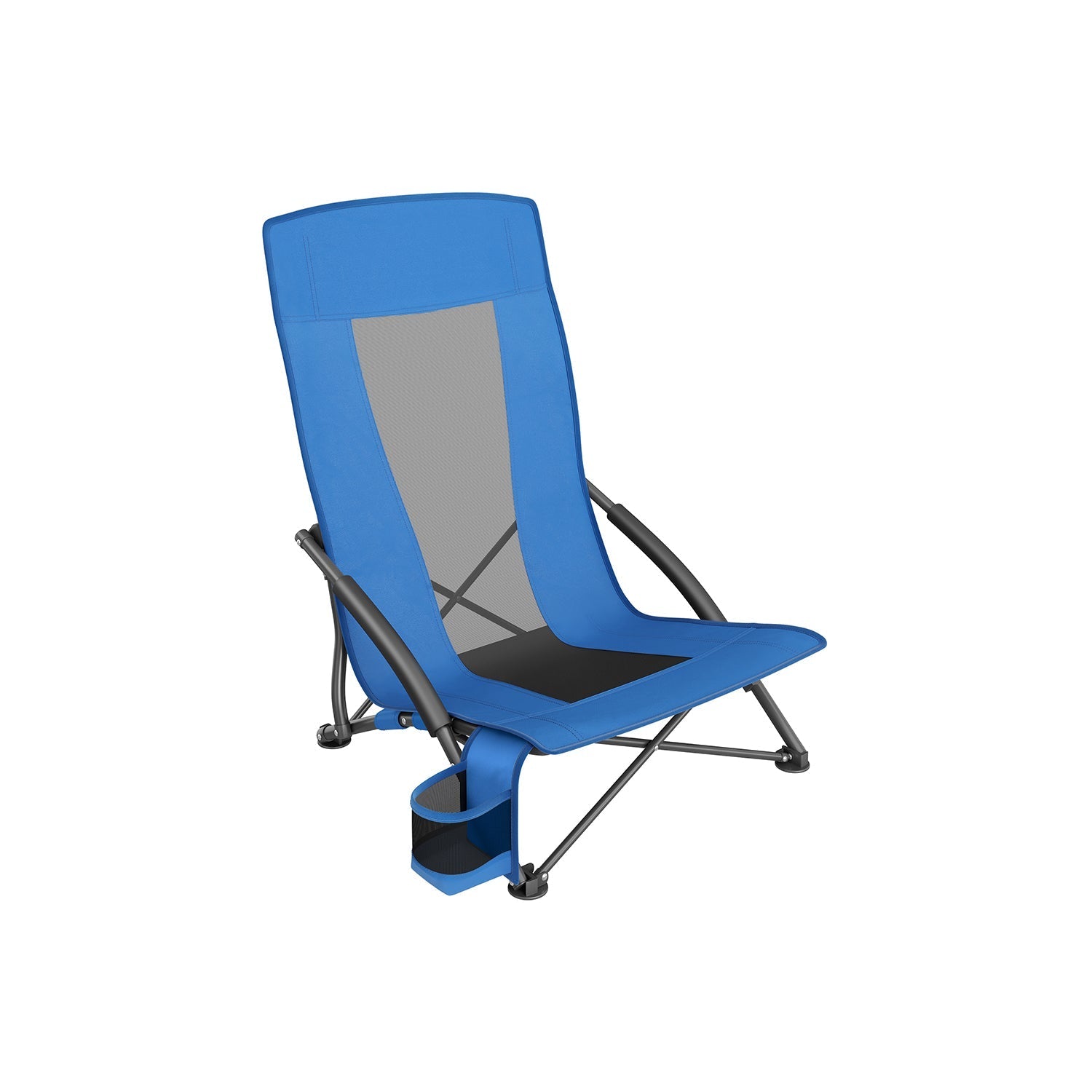Portable Beach Chair With High Backrest Folding Camping Chair With Cup Holder