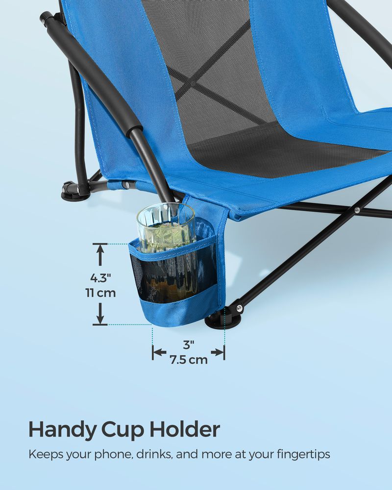 Outdoor Beach Chair - Portable - High Backrest With Cup Holder