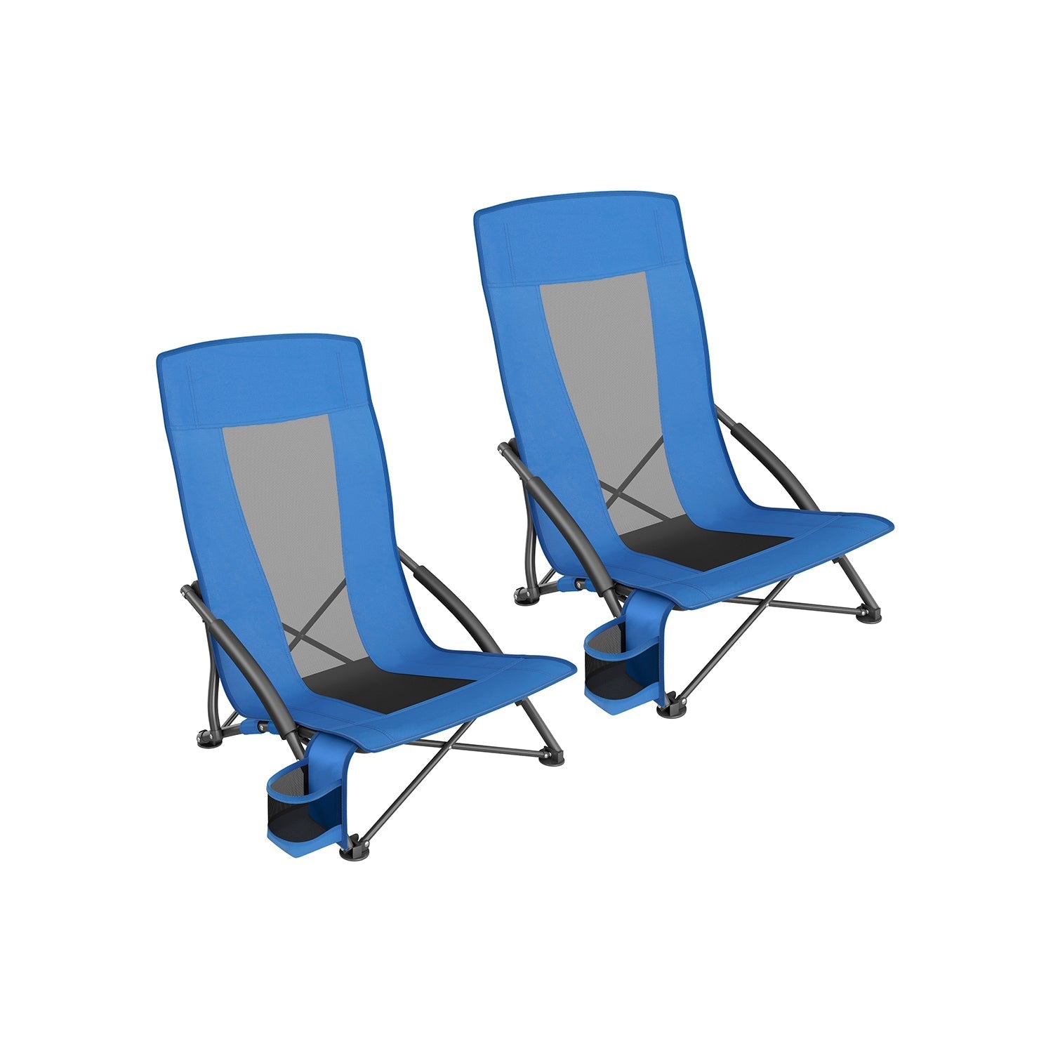 Portable Beach Chair With High Backrest Folding Camping Chair With Cup Holder
