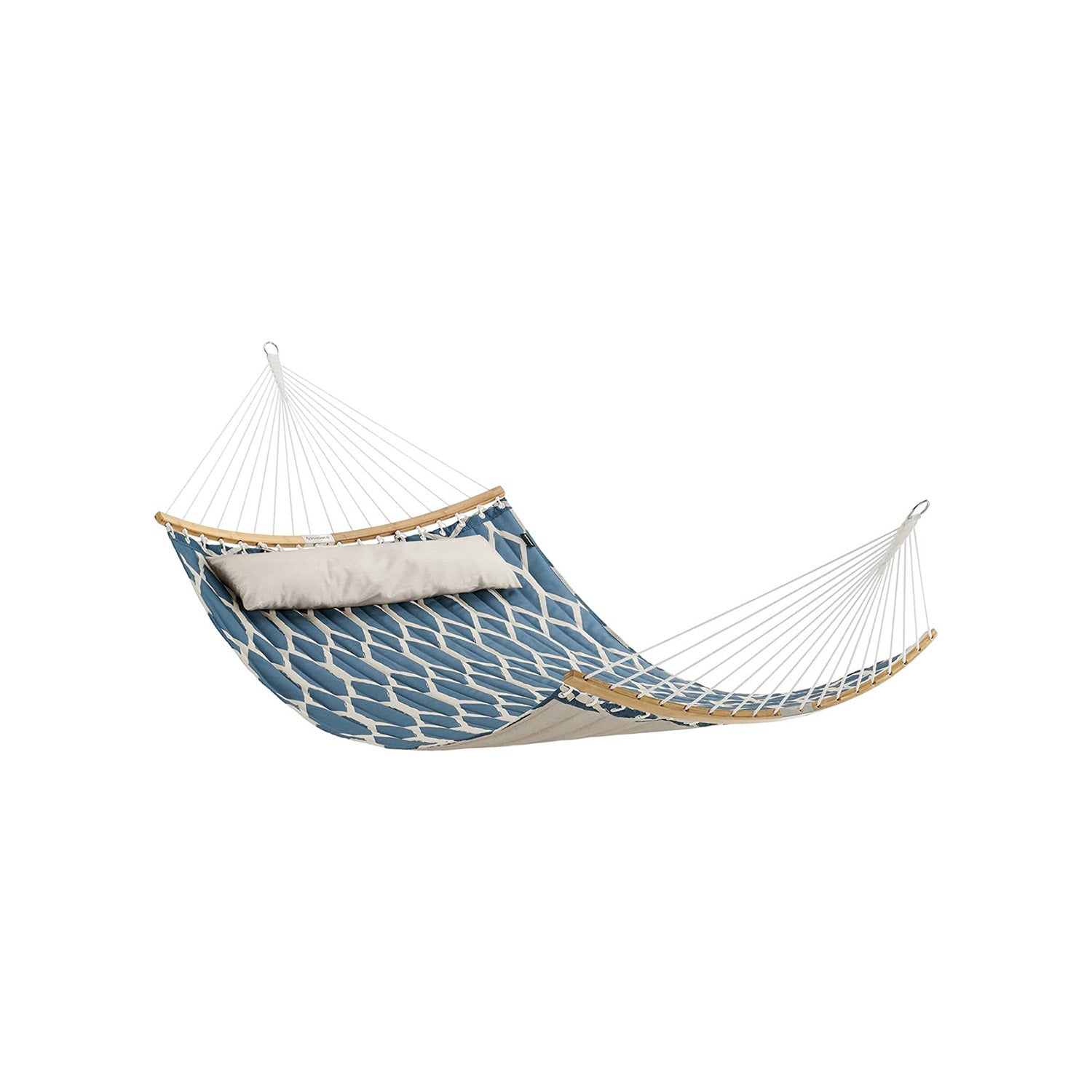 Quilted Hammock With Bamboo Spreader Bars and Pillow Portable Swing Bed