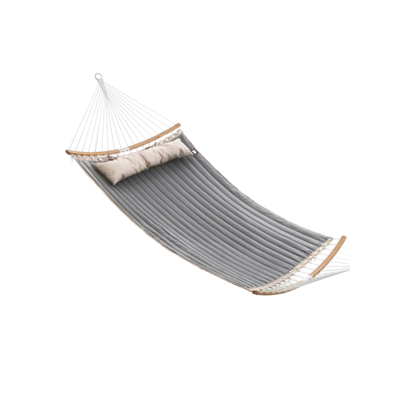 Quilted Hammock With Bamboo Spreader Bars and Pillow Portable Swing Bed