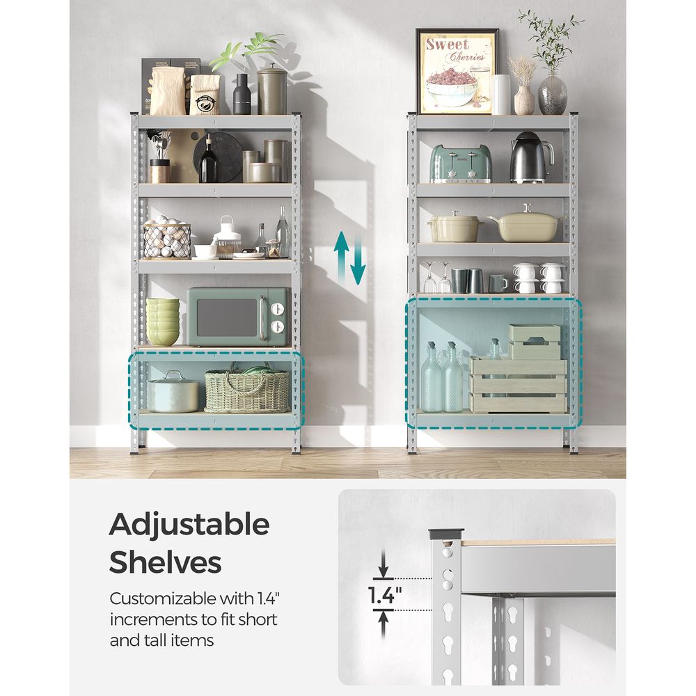 Garage Storage Shelf - 5 Tier Adjustable - Boltless Heavy Duty