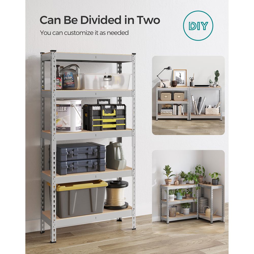 5-Tier Garage Storage Shelf – Adjustable – Heavy-Duty Metal Rack