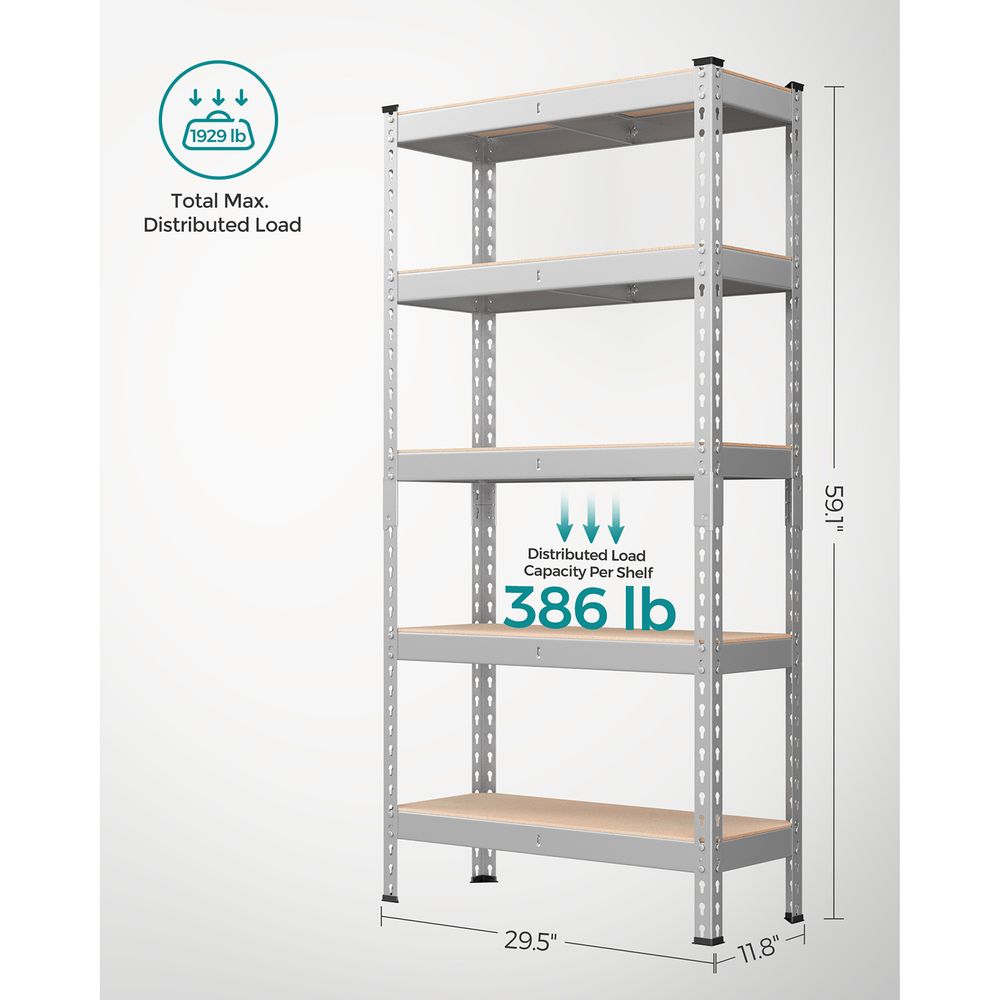 5-Tier Garage Storage Shelf – Adjustable – Heavy-Duty Metal Rack
