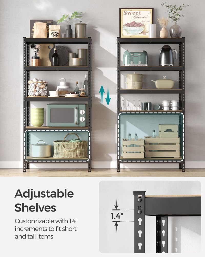 Storage Shelves - 5 Tier - Set Of 2 - Adjustable Heavy Duty