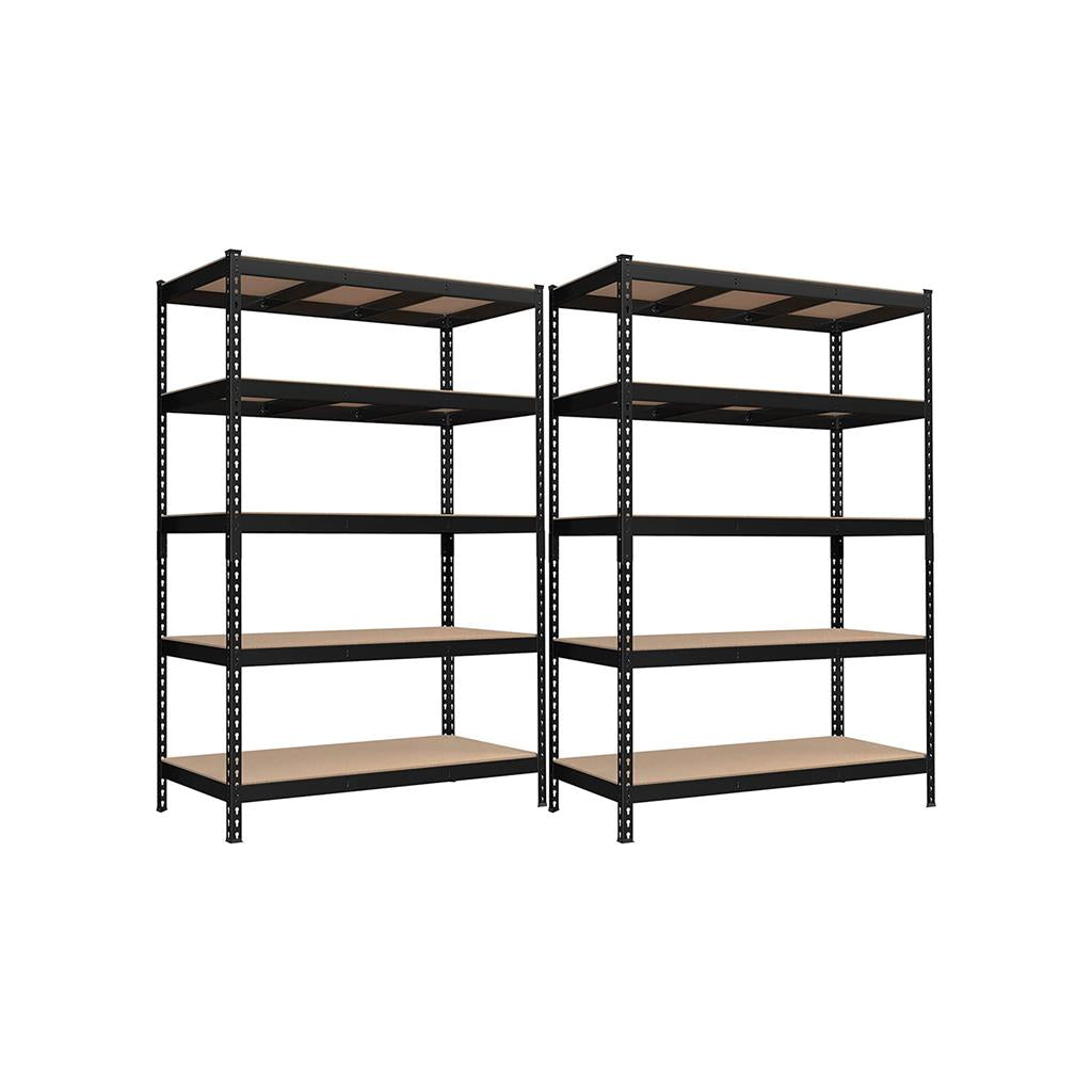 5-Tier Storage Shelves Set of 2 – Adjustable Shelving – Heavy-Duty Metal Rack