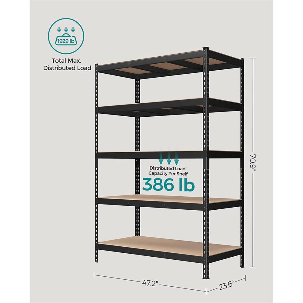 5-Tier Storage Shelves Set of 2 – Adjustable Shelving – Heavy-Duty Metal Rack