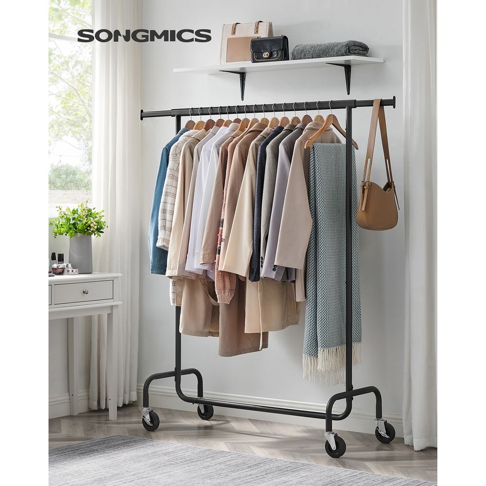 Heavy Duty Clothes Rack With Wheels Extendable Hanging Rod