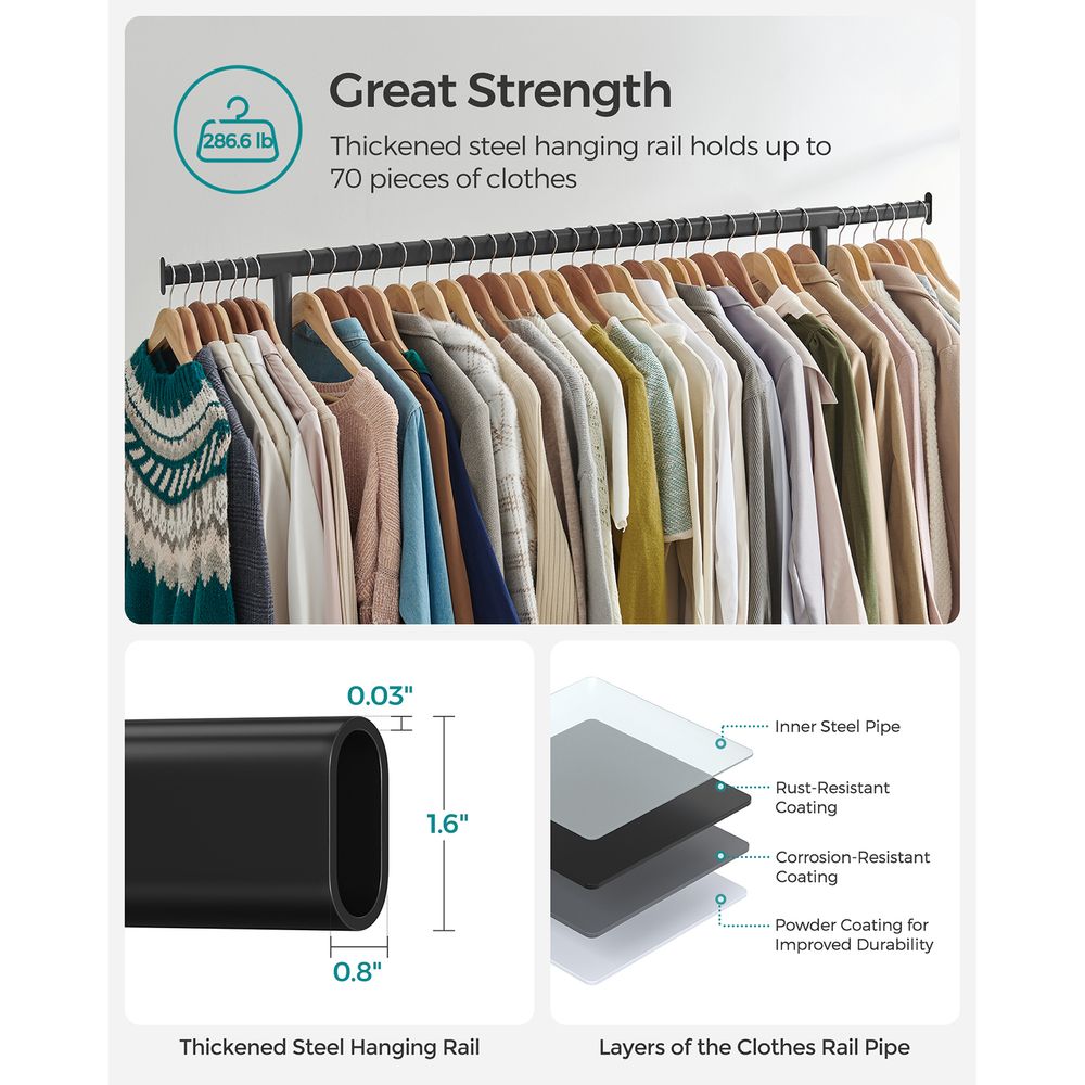 Clothes Rack - Heavy Duty Rolling - With Locking Wheels