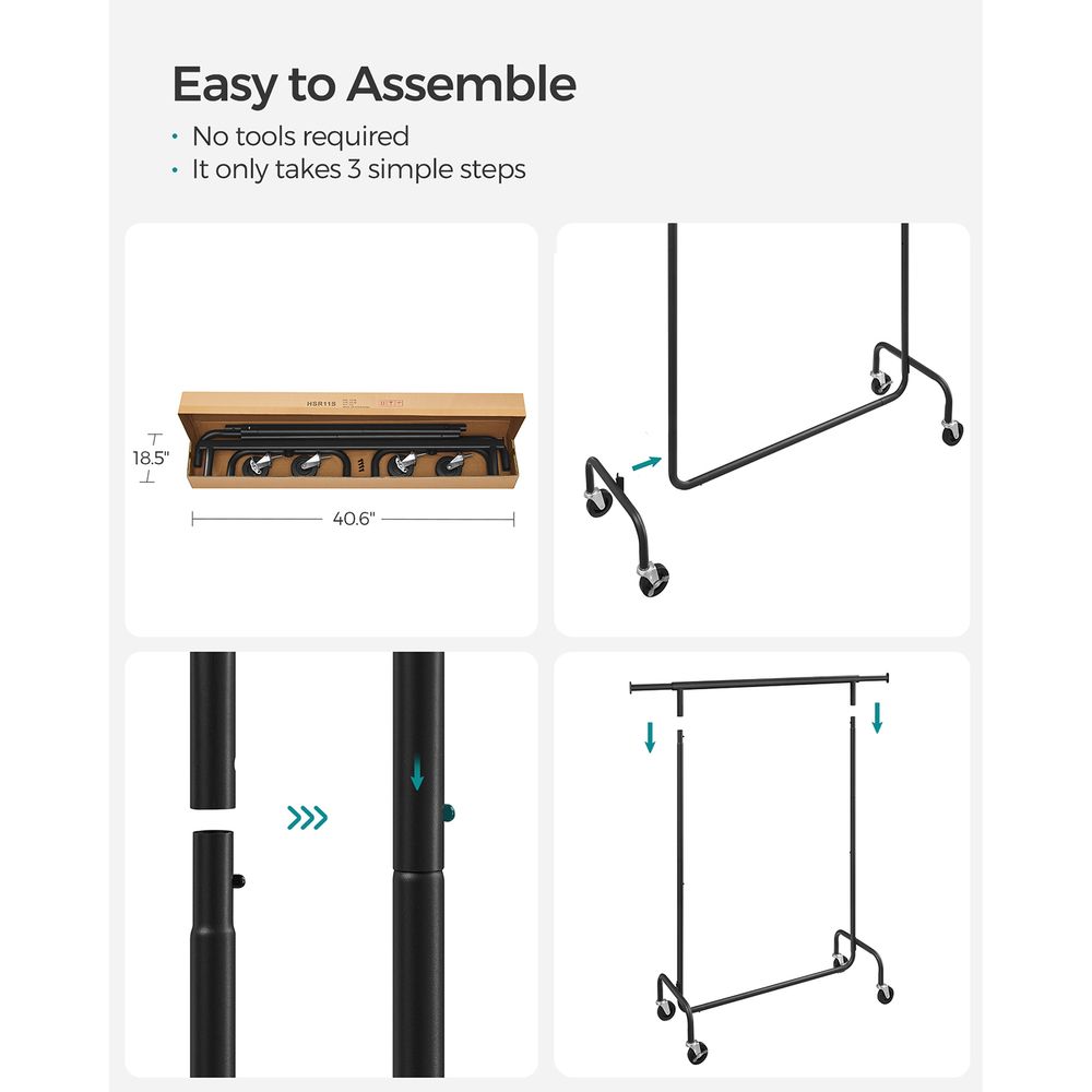 Heavy Duty Clothes Rack With Wheels Extendable Hanging Rod