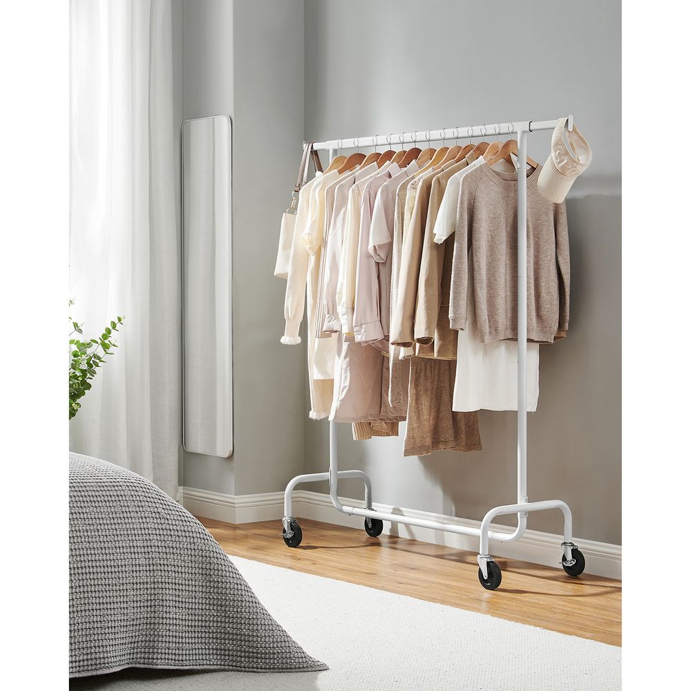 Heavy Duty Clothes Rack With Wheels Extendable Hanging Rod