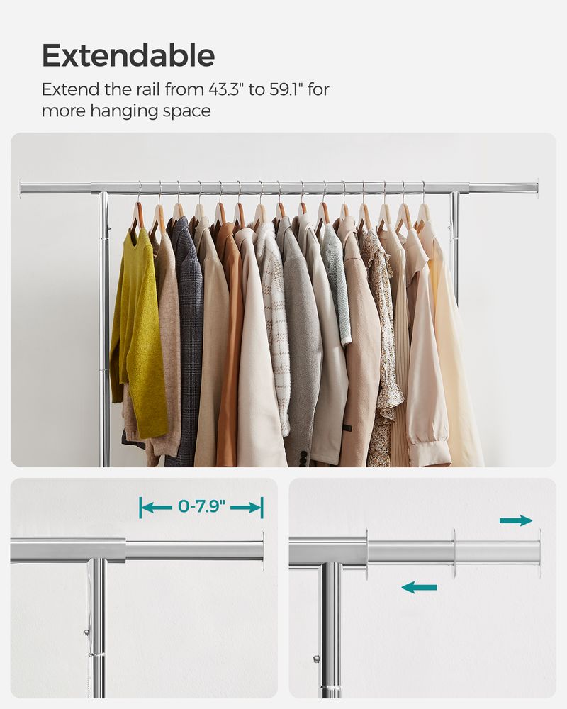 Clothes Rack - Heavy Duty Rolling - With Locking Wheels