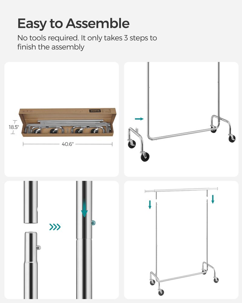 Clothes Rack - Heavy Duty Rolling - With Locking Wheels