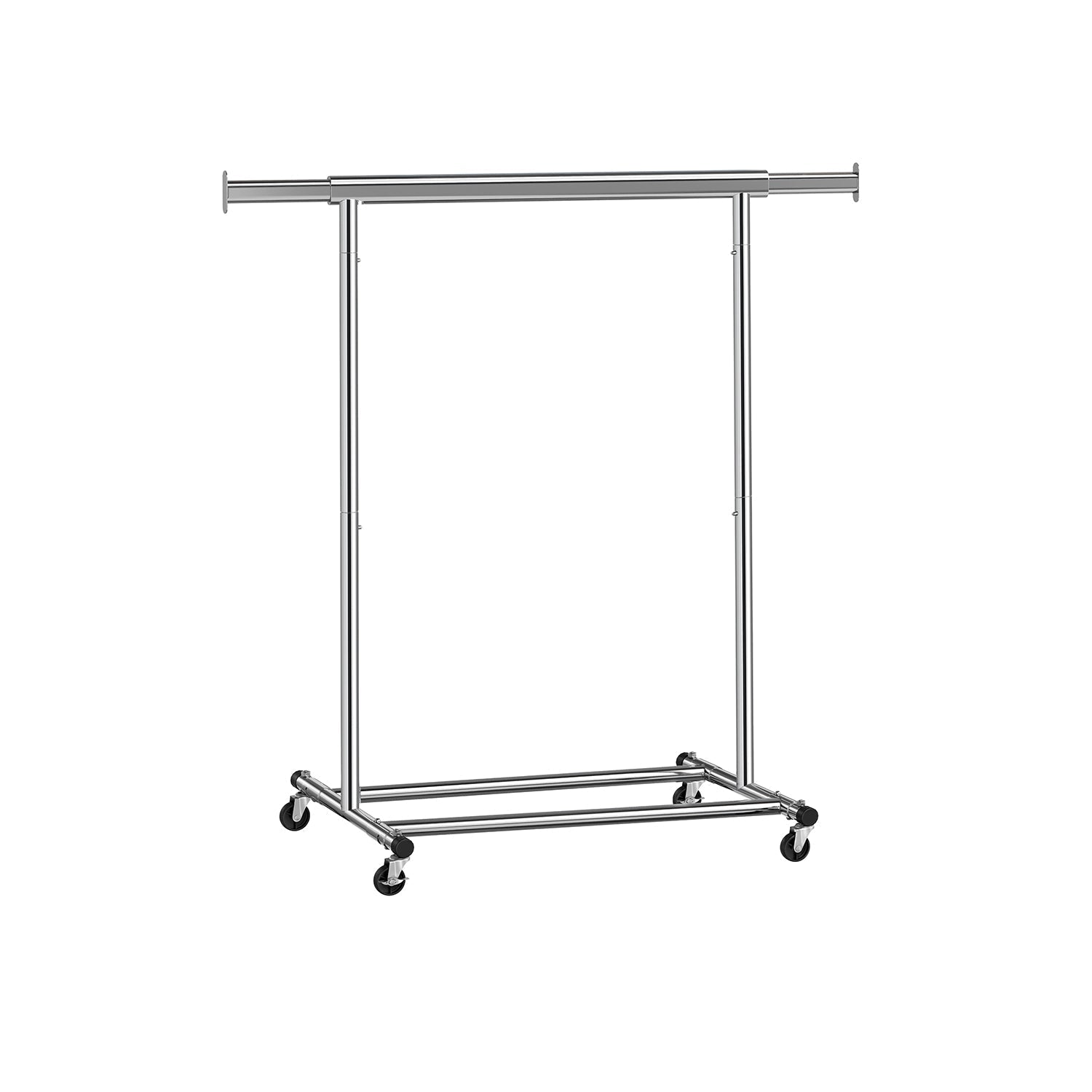 Clothes Rack With Extendable Hanging Rail Rolling Garment Rack