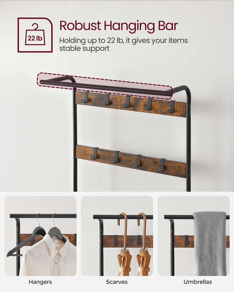 Coat Rack With Shoe Bench - Entryway Storage Organizer