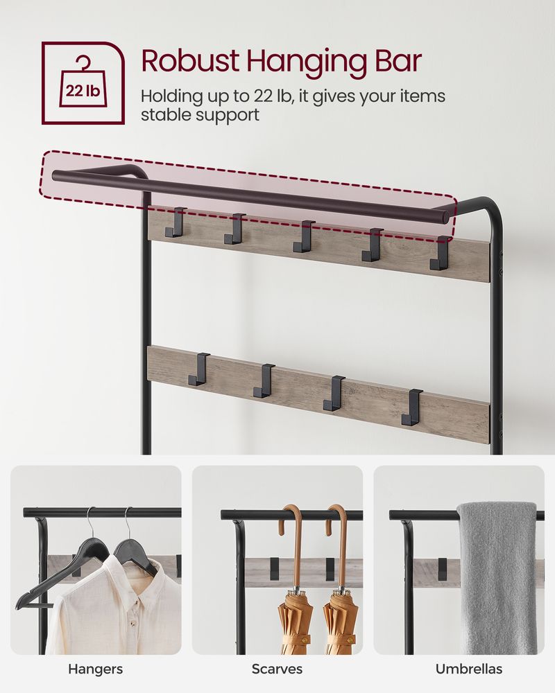Coat Rack With Shoe Bench - Entryway Storage Organizer