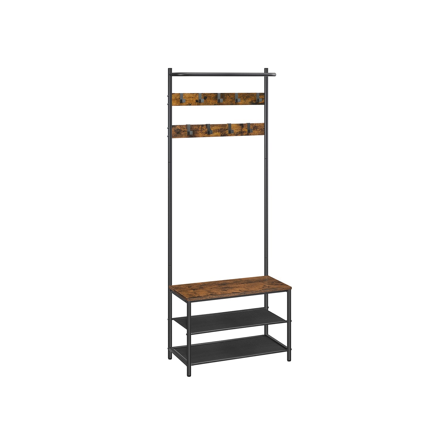 Hall Tree With Bench - Shoe Storage Shelves - Entryway Organizer