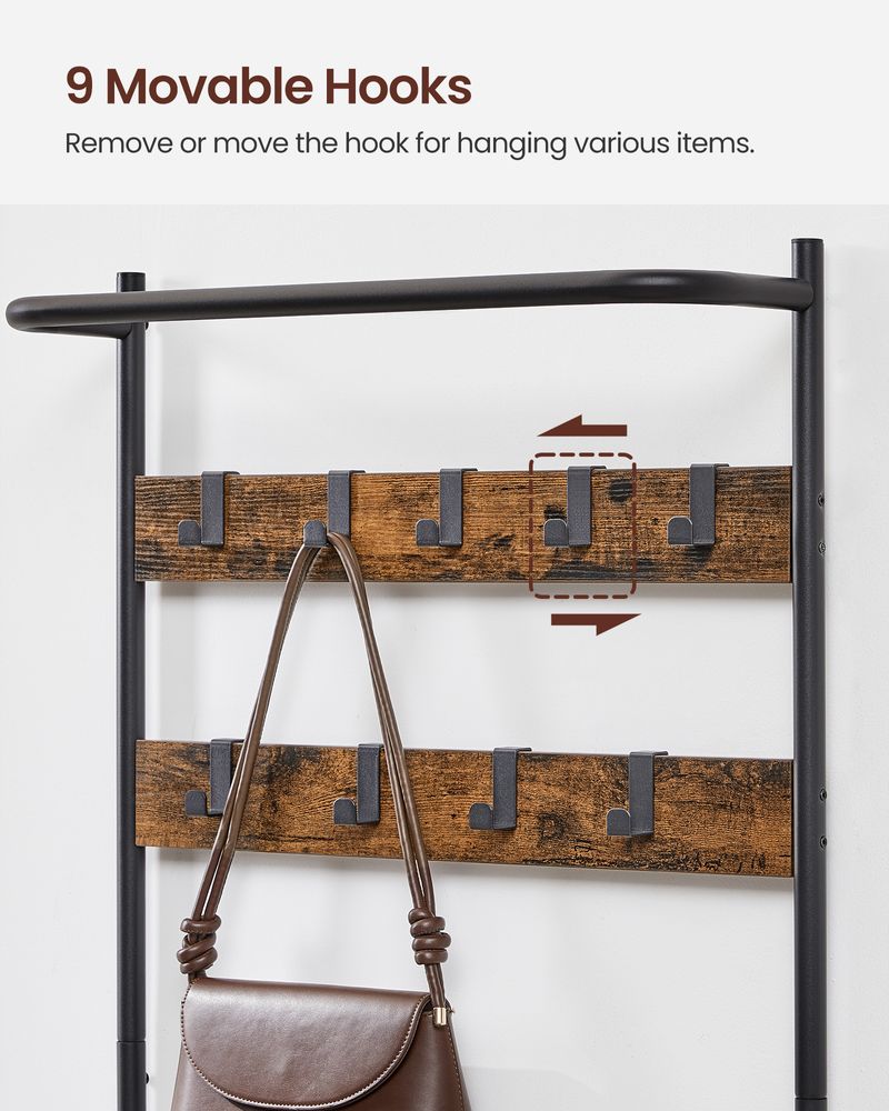 Hall Tree With Bench - Shoe Storage Shelves - Entryway Organizer