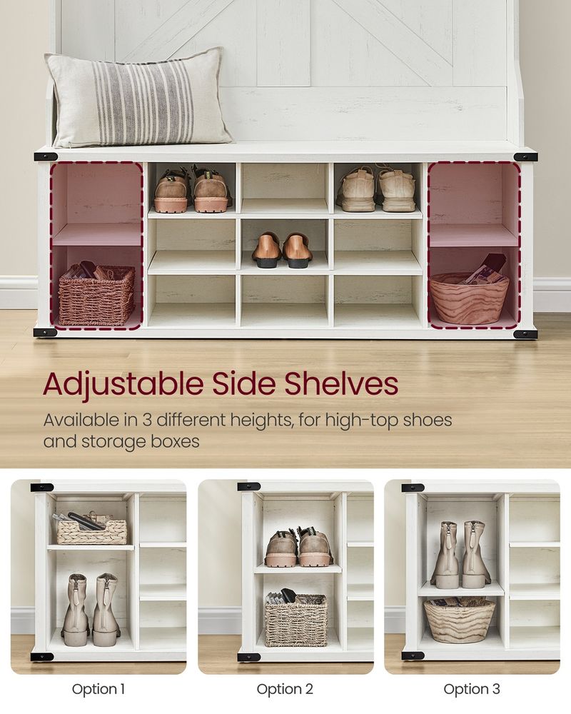 Hall Tree With Bench and Shoe Storage Coat Rack Entryway Organizer