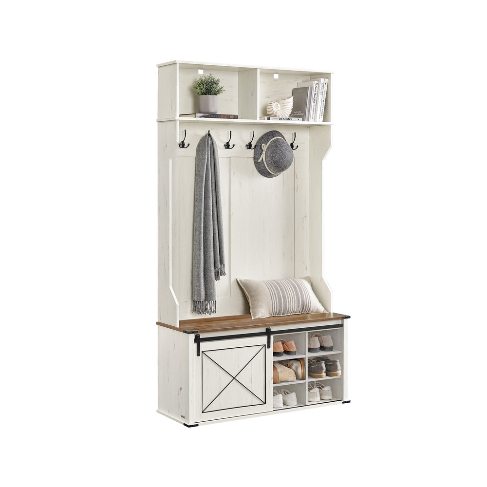 Hall Tree With Bench and Shoe Storage Coat Rack With Cabinet